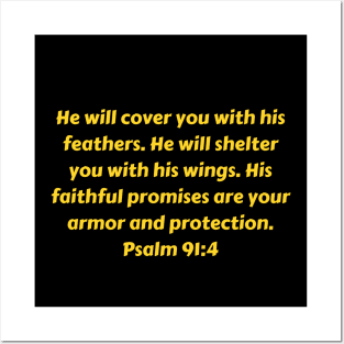 Bible Verse Psalm 91:4 Posters and Art